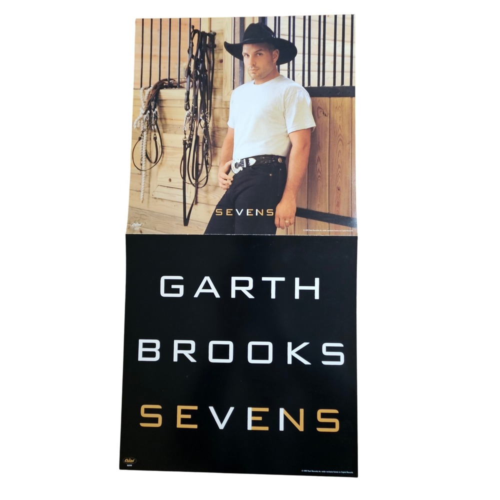 Garth Brooks Sevens 1997 Promo Album Poster 12x24 Double Sided Pearl Records